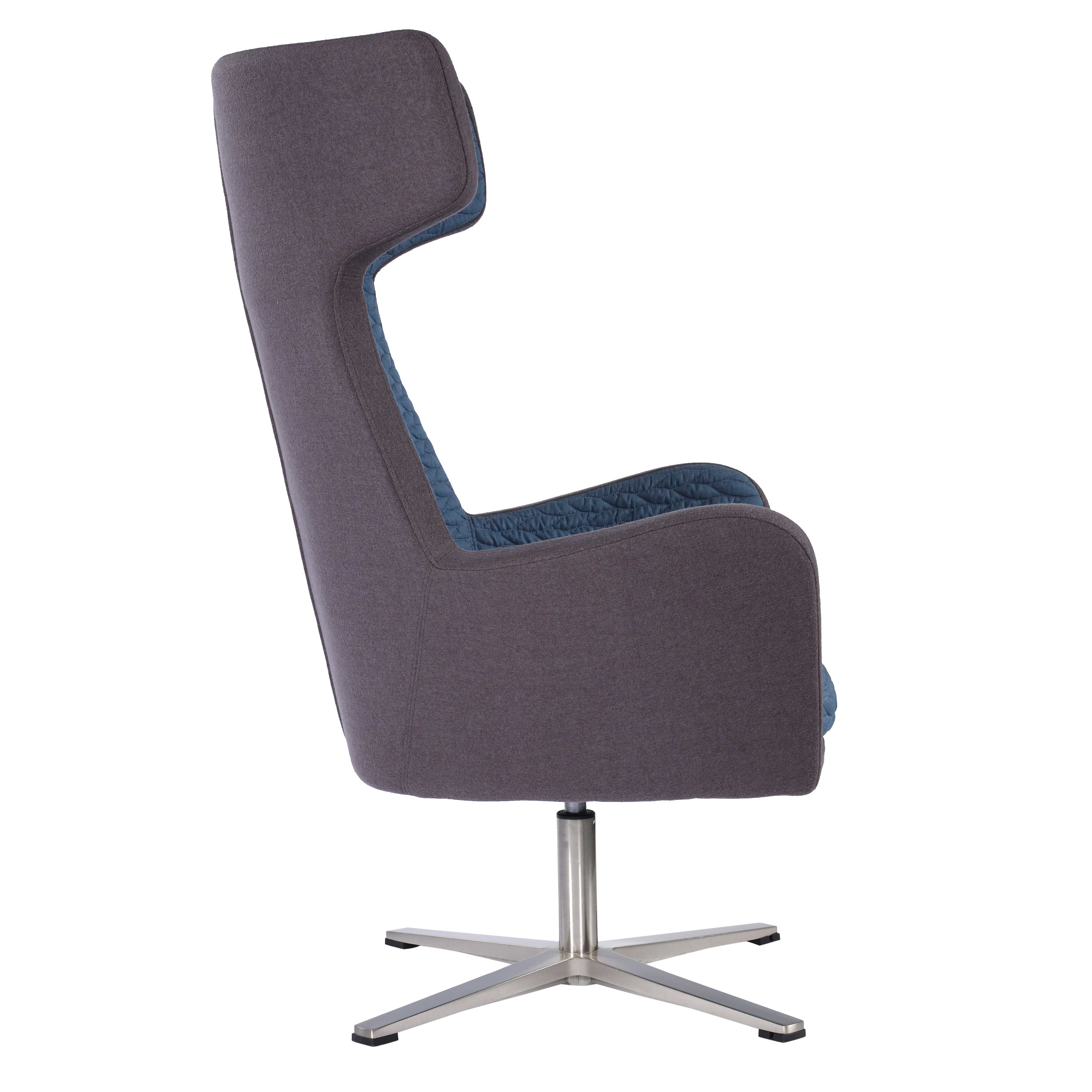 Isabella Lounge Chair with Armrest Fabric Upholstered - Blue