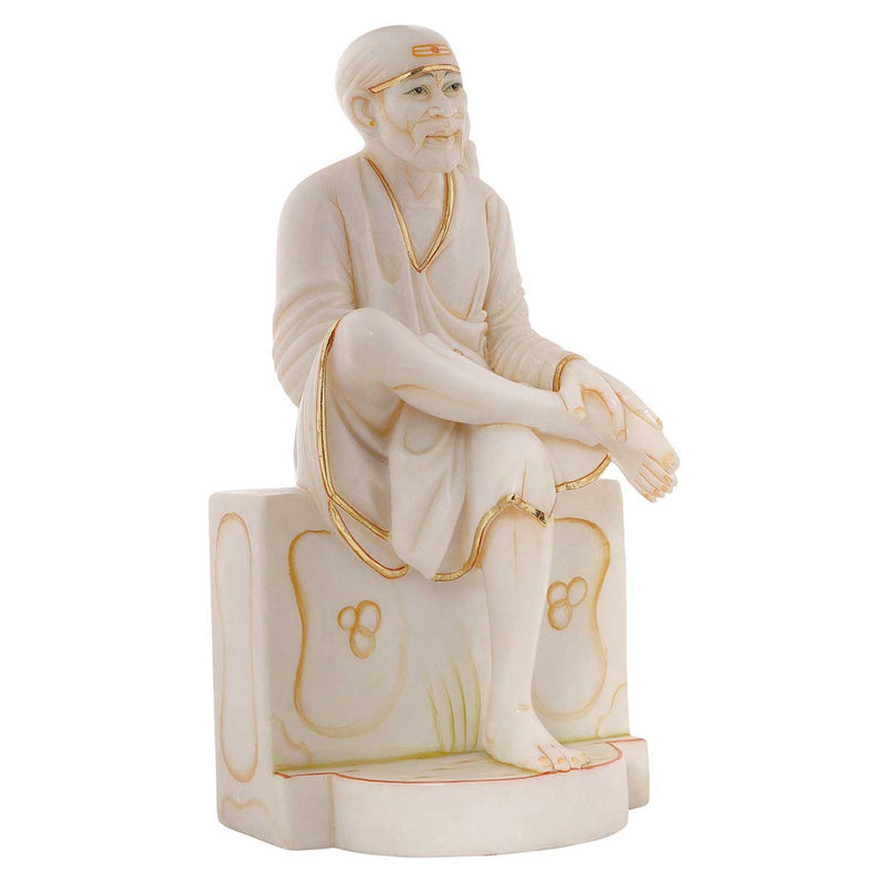 Lord Sai Baba Sitting Asana made of Marble - 11 x 8.5 x 20 inch, 27 kg