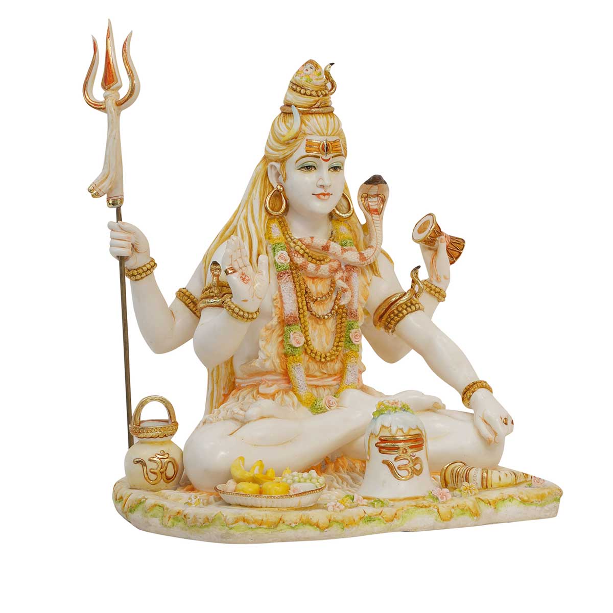 Lord Shiva Sitting Asana with Trishul Idol Made of Soft Marble - 17 x 17 x 21 Inch, 18 Kg