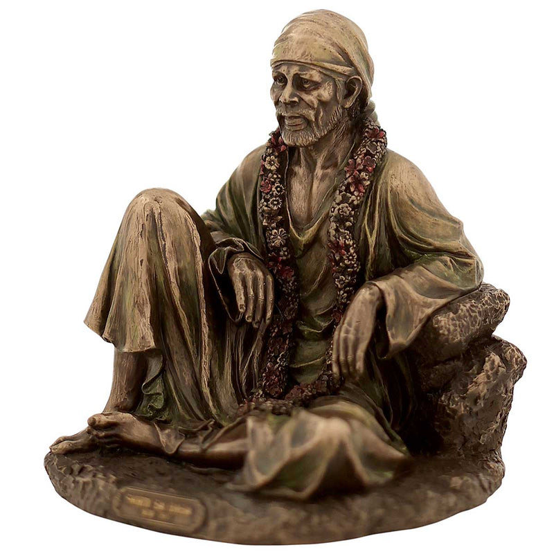 Lord Sai Baba Sitting Asana Made of Bronze Composite  - 5.5 x 4.5 x 6 inch, 1 kg
