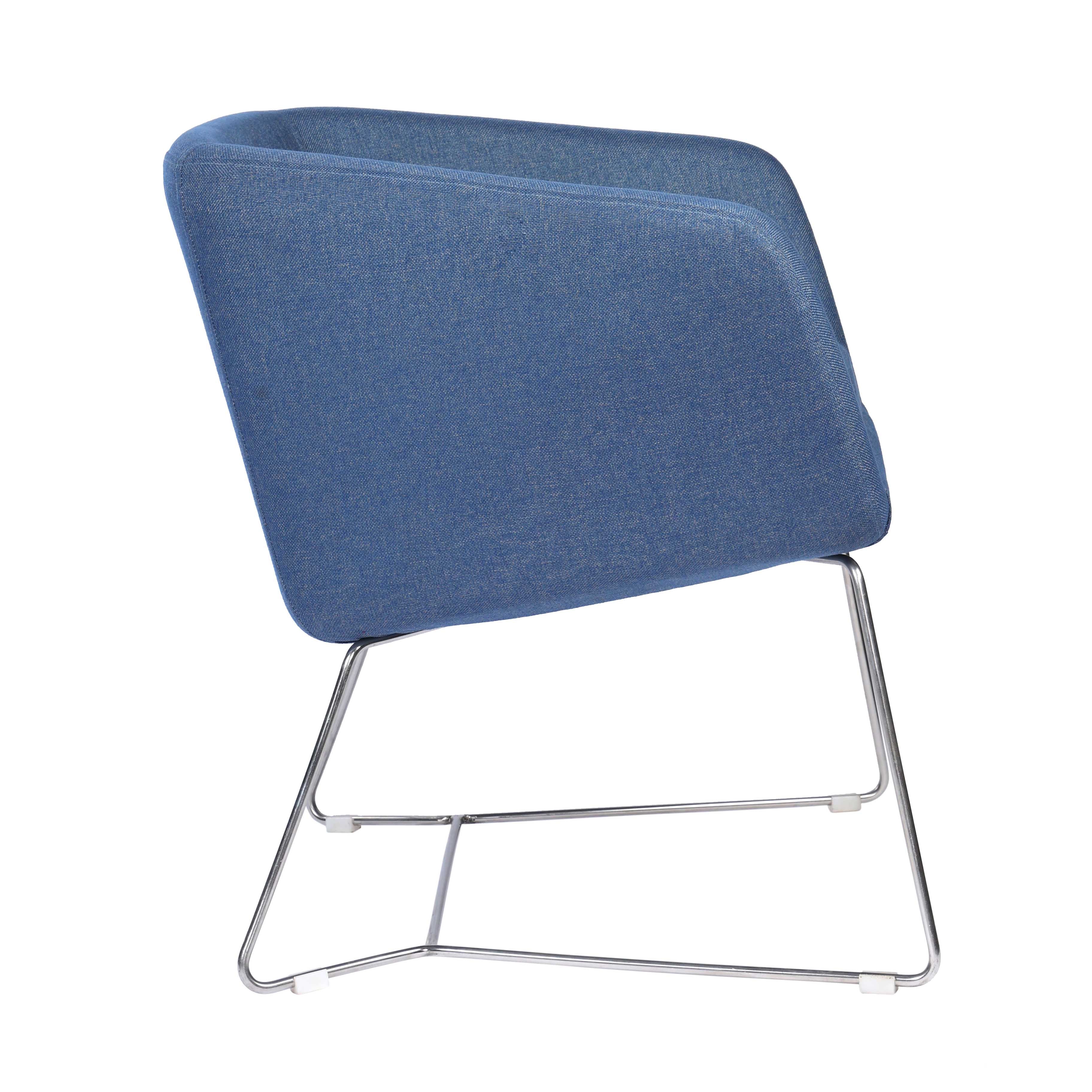 Sydney Fabric Lounge Armchair With Stainless Steel Legs - Blue