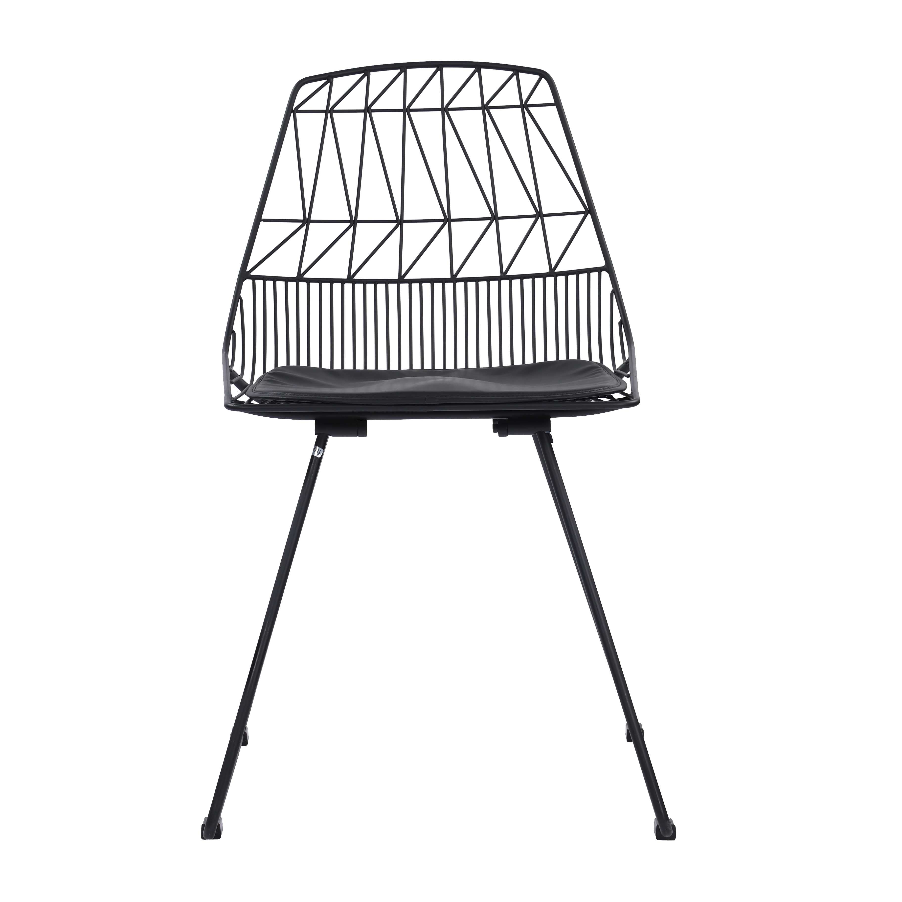 Kaya Armless Metal Wire Design Dining and Cafe Side Chairs  with Leather Seat Chair urbancart