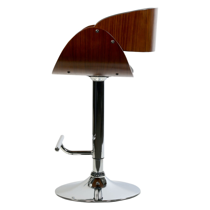 Thor Barstool With Adjustable Height Swivel And Leather Seat With Backrest.