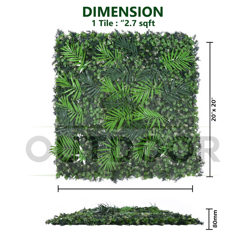 White and Large Green Leaves Artificial Vertical Green Garden - Dimension