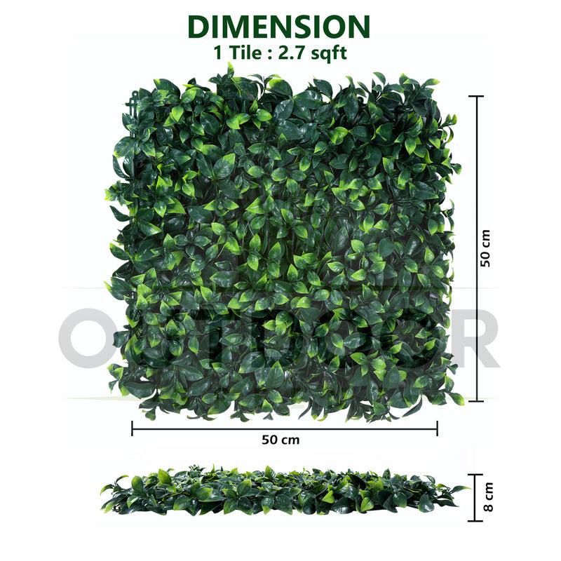 Green Mix Shade Highlight Leaves Artificial Vertical Green Garden Wall Tile - Dimension