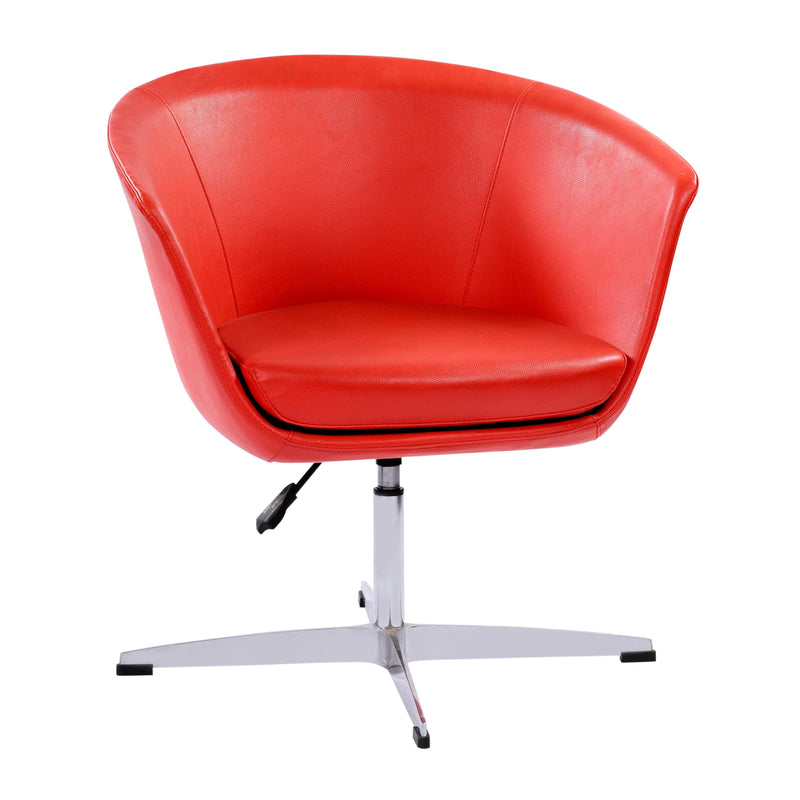 Valencia Revolving Leather Upholstered Aluminium Base Lounge Chair - Red Chair urbancart