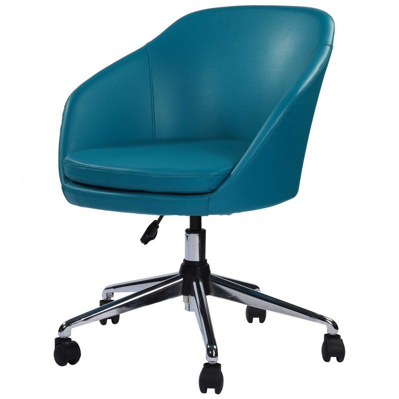 Erika Office Revolving Leather Upholstered Chair With Cusion - Blue
