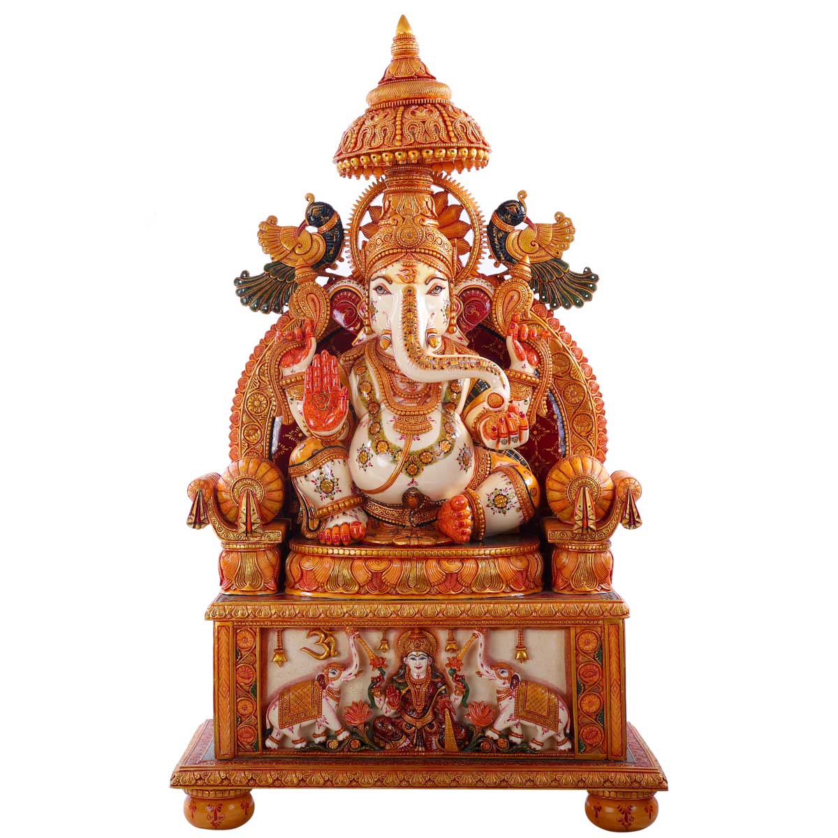 Lord Ganesha Sitting South indian traditional idol made of Soft stone - 20 x 10.5 x 35 Inch, 40.4 Kg