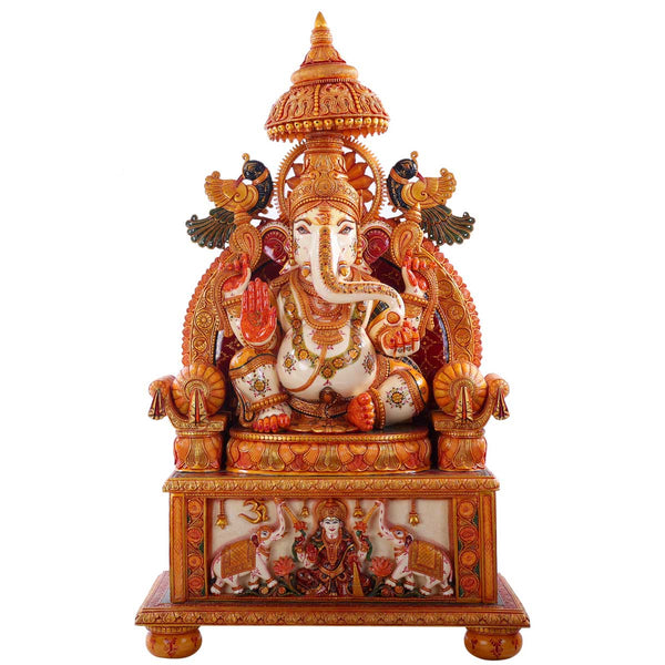 Lord Ganesha Sitting South indian traditional idol made of Soft stone - 20 x 10.5 x 35 Inch, 40.4 Kg