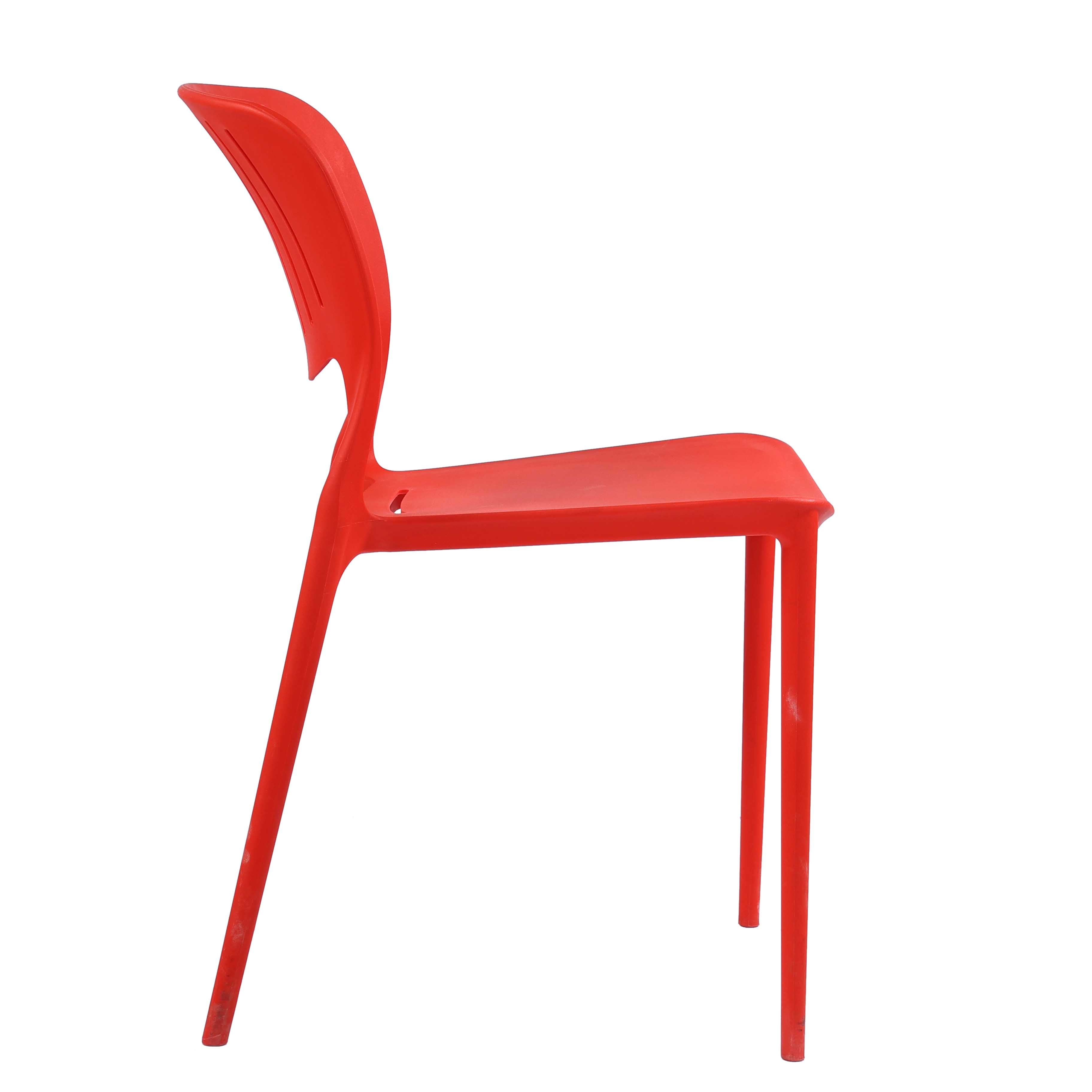 Rio Molded Plastic Shell Armless Hollow Out Chair  - Red