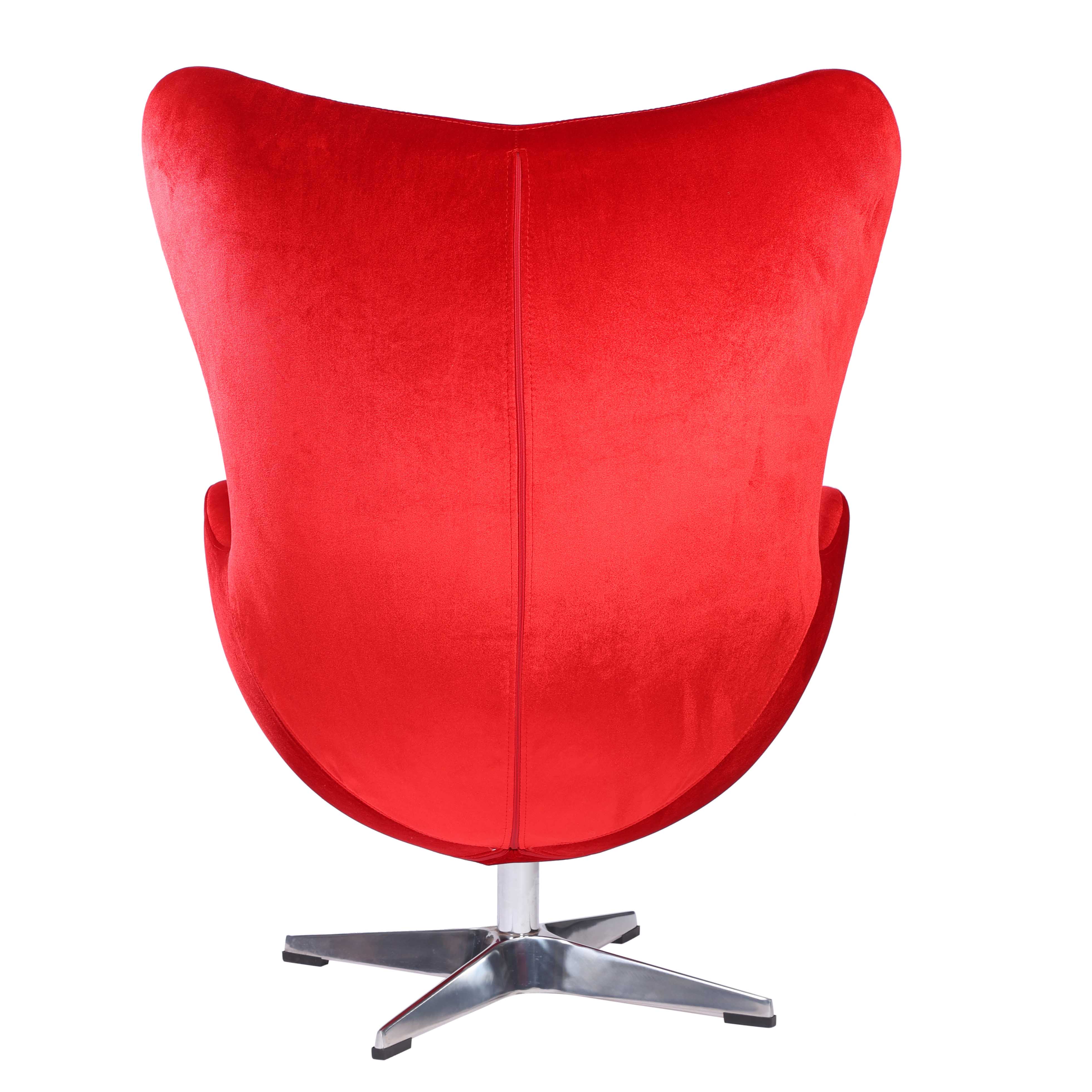 Vienna Velvet Upholstered Lounge Chair with Aluminium Base - Red