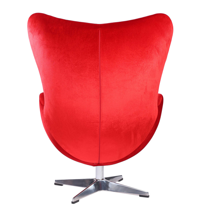 Vienna Velvet Upholstered Lounge Chair with Aluminium Base - Red