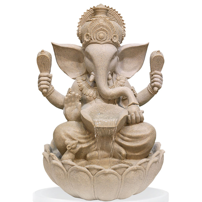Ganesha Blessing Lotus Water Fountain