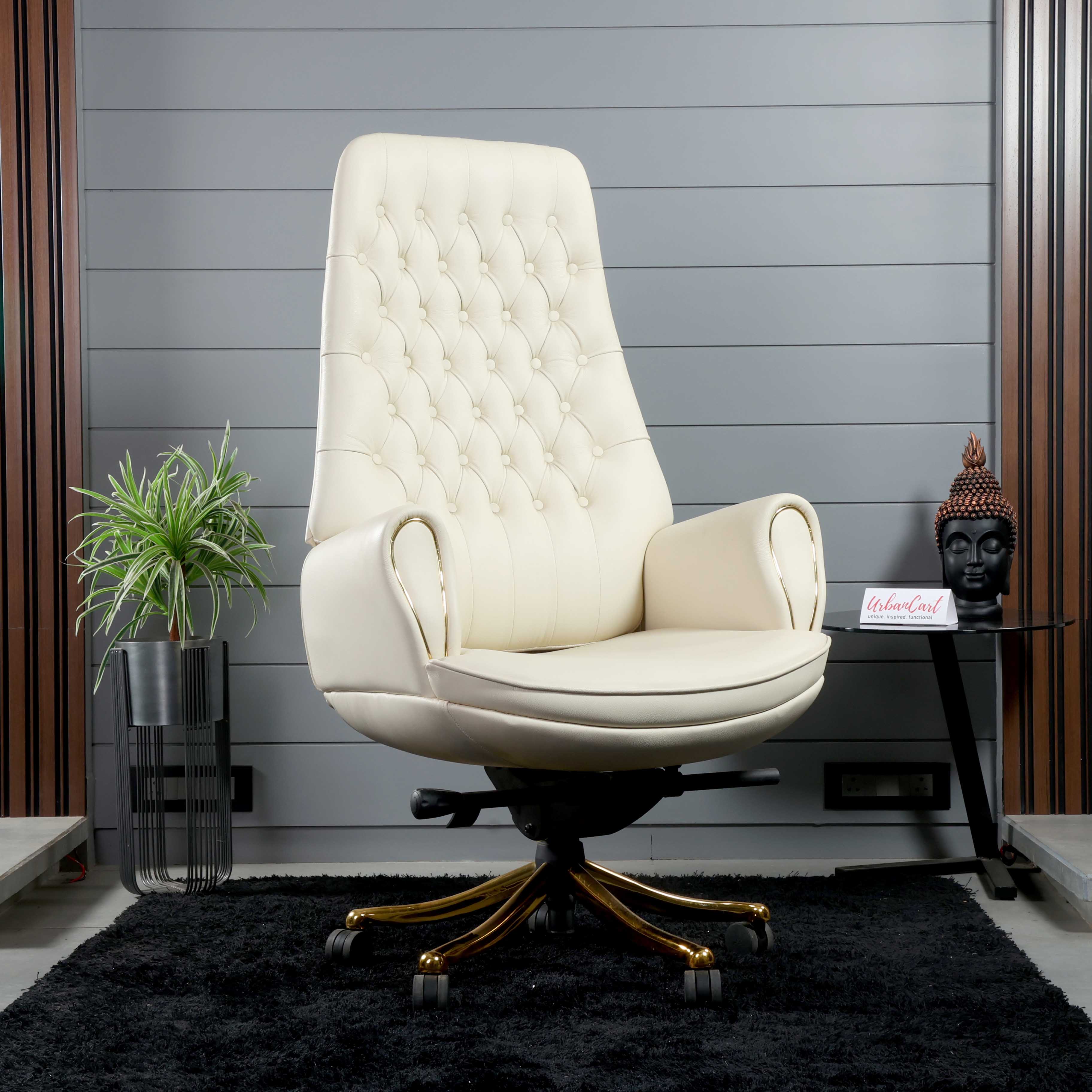Draper Executive Boss Chair with PVC Leather and Aluminium Base