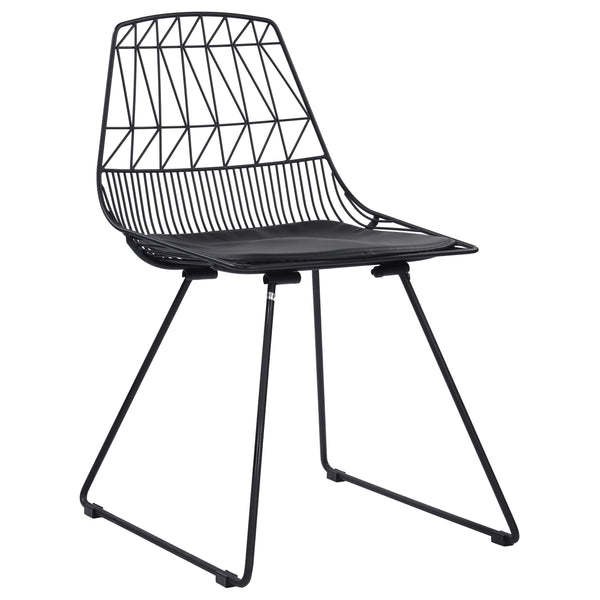 Kaya Armless Metal Wire Design Dining and Cafe Side Chairs  with Leather Seat Chair urbancart