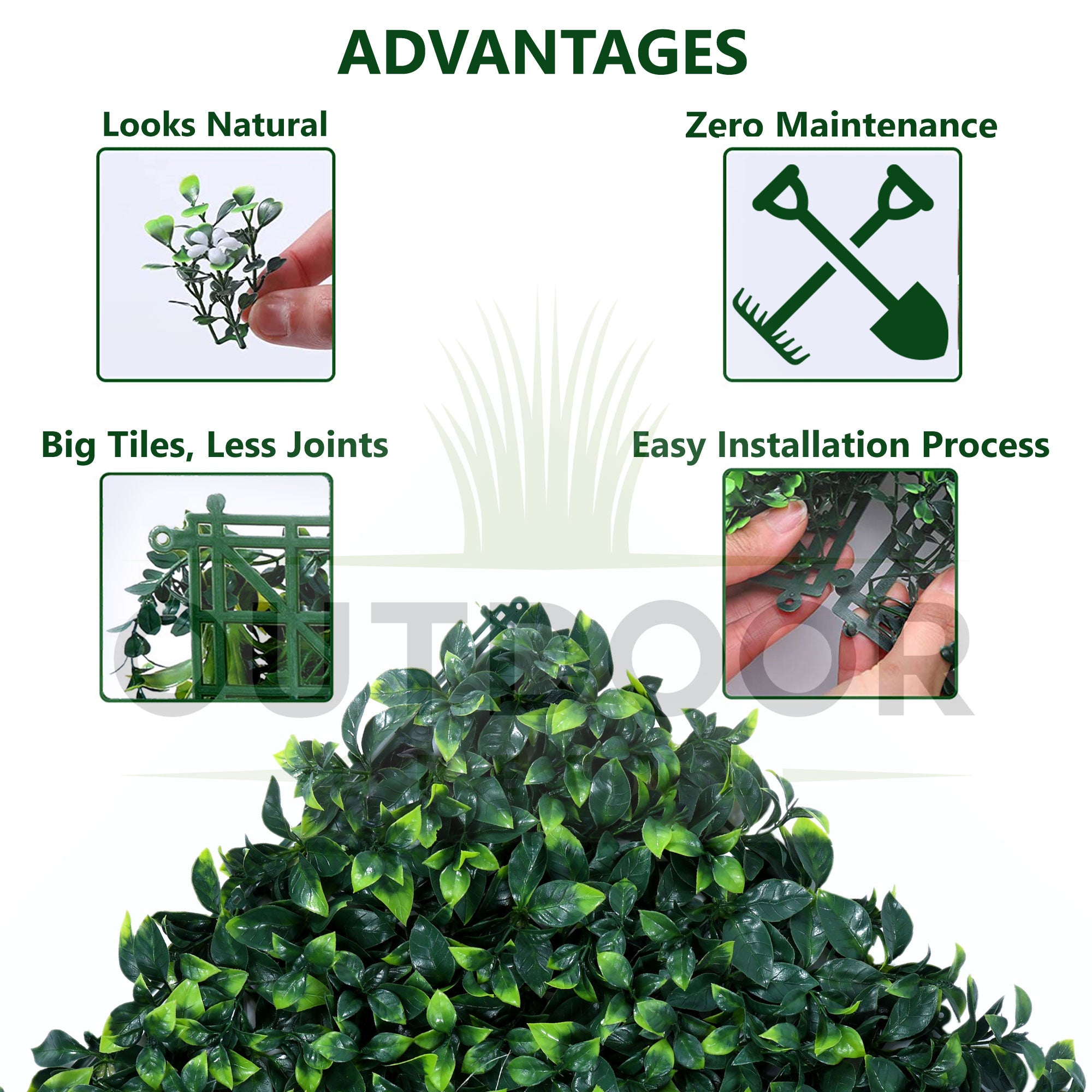 Green Mix Shade Highlight Leaves Artificial Vertical Green Garden - Advantages