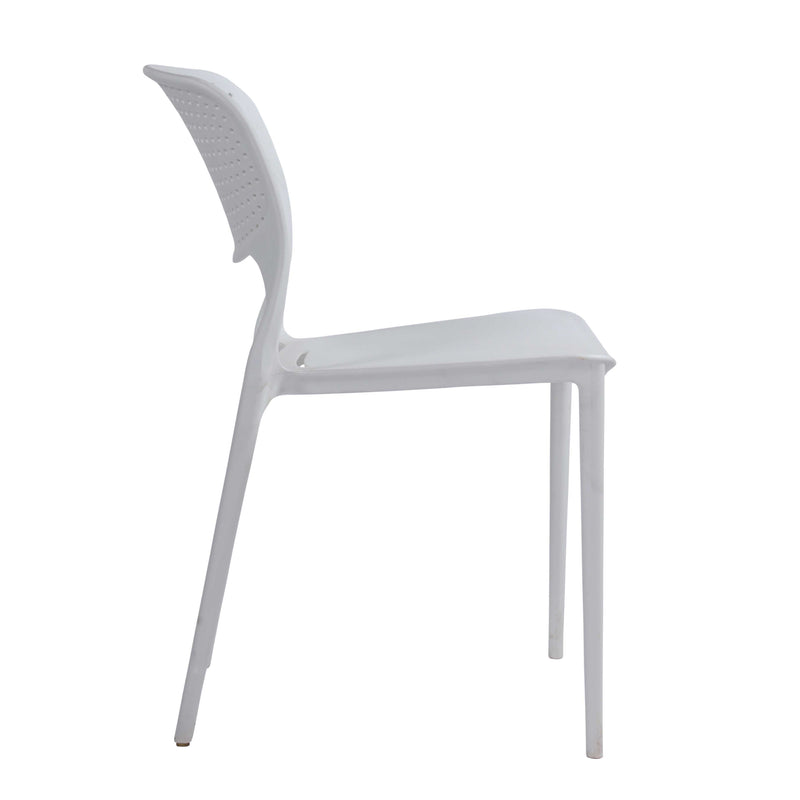 Kent Armless Heavy-Duty Plastic Dining Chair For Outdoor, Cafeteria, Balcony – White