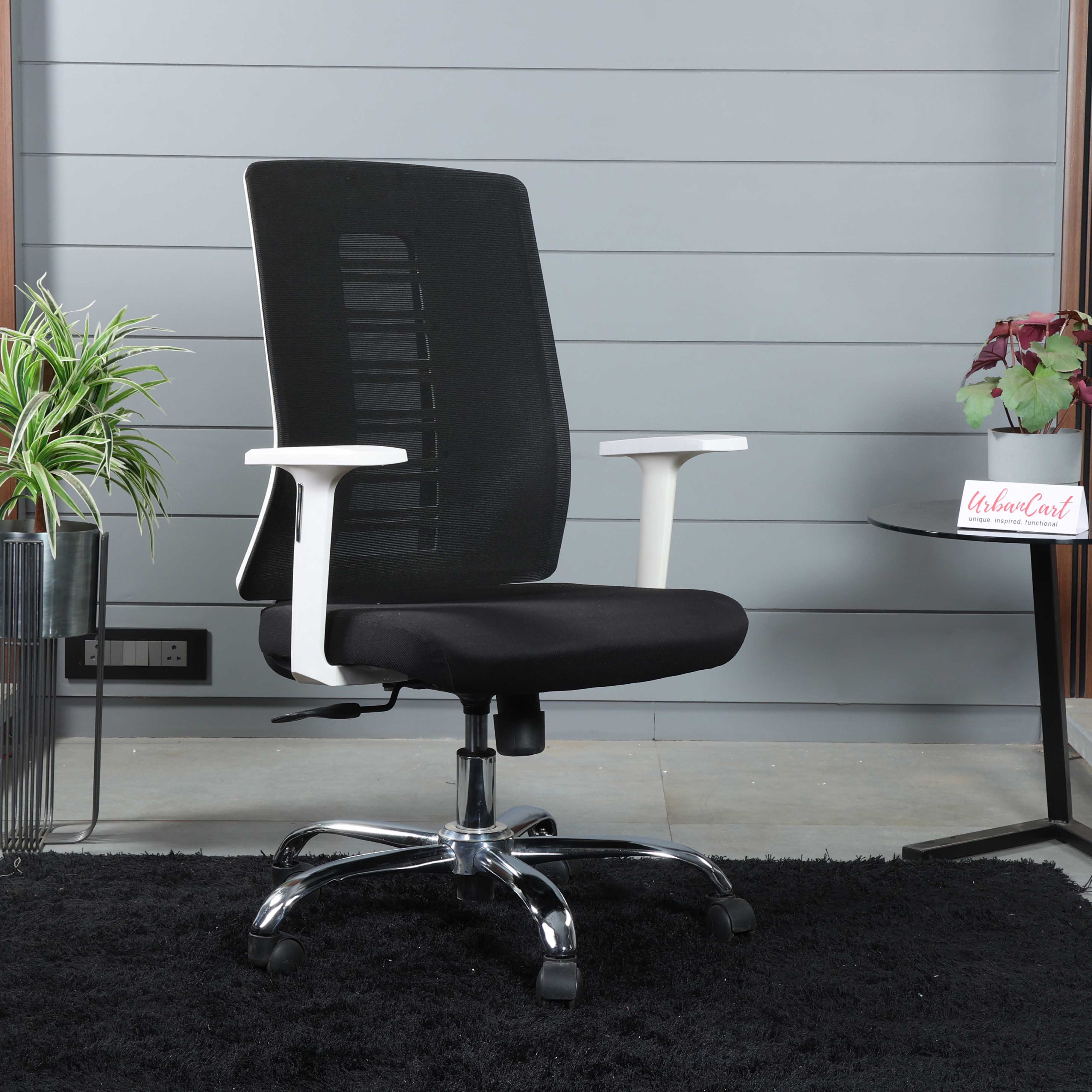 Logan Swivel Workstation Chair with Arm Rest and Chrome Base Chair urbancart