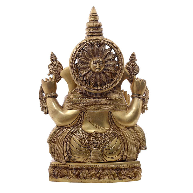 Lord Ganesha sitting Idol made of Pure Brass - 13 x 8 x 21 Inch, 22.7 Kg