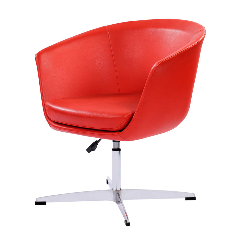 Valencia Revolving Leather Upholstered Aluminium Base Lounge Chair - Red Chair urbancart