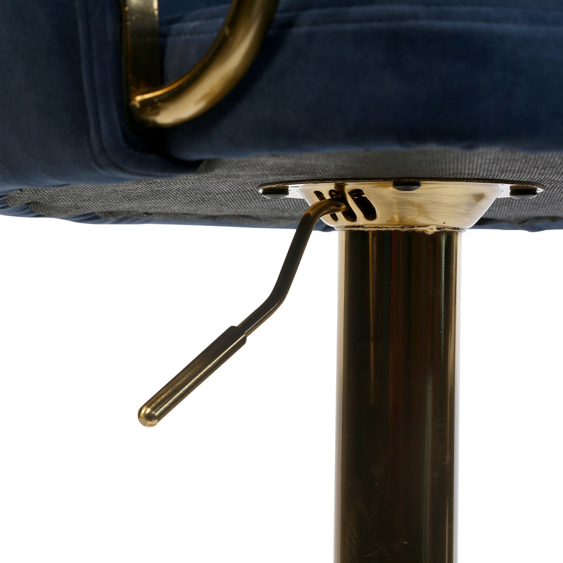 Violet Blue Upholstered Antique Barstool With Adjustable Height