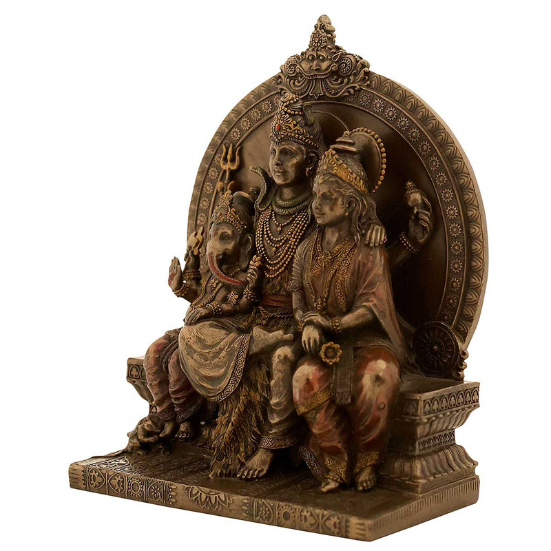Lord Shiva with Ganesha and Parvati Family Statue - 6.5 x 3.5 x 8 inch, 1.5 kg