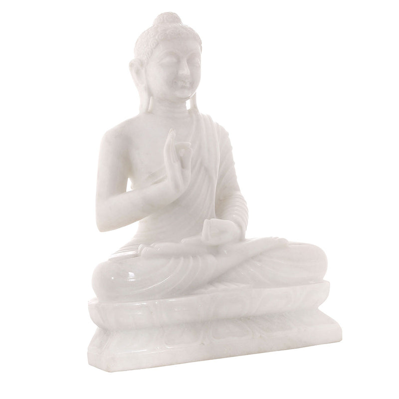 Lord Buddha Sitting Asana Made of Makrana Marble- 13 x 10 x 19 Inch, 25 Kg
