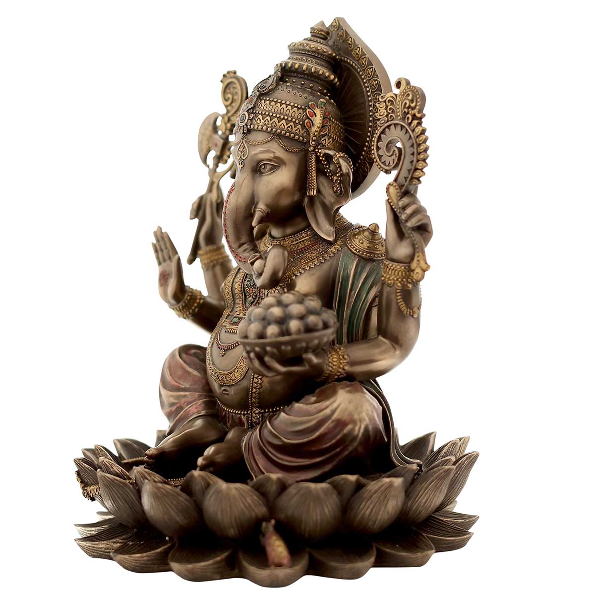 Lord Ganesha Idol made of Bronze Composite - 9 x 10 x 12 Inch, 2.9 Kg