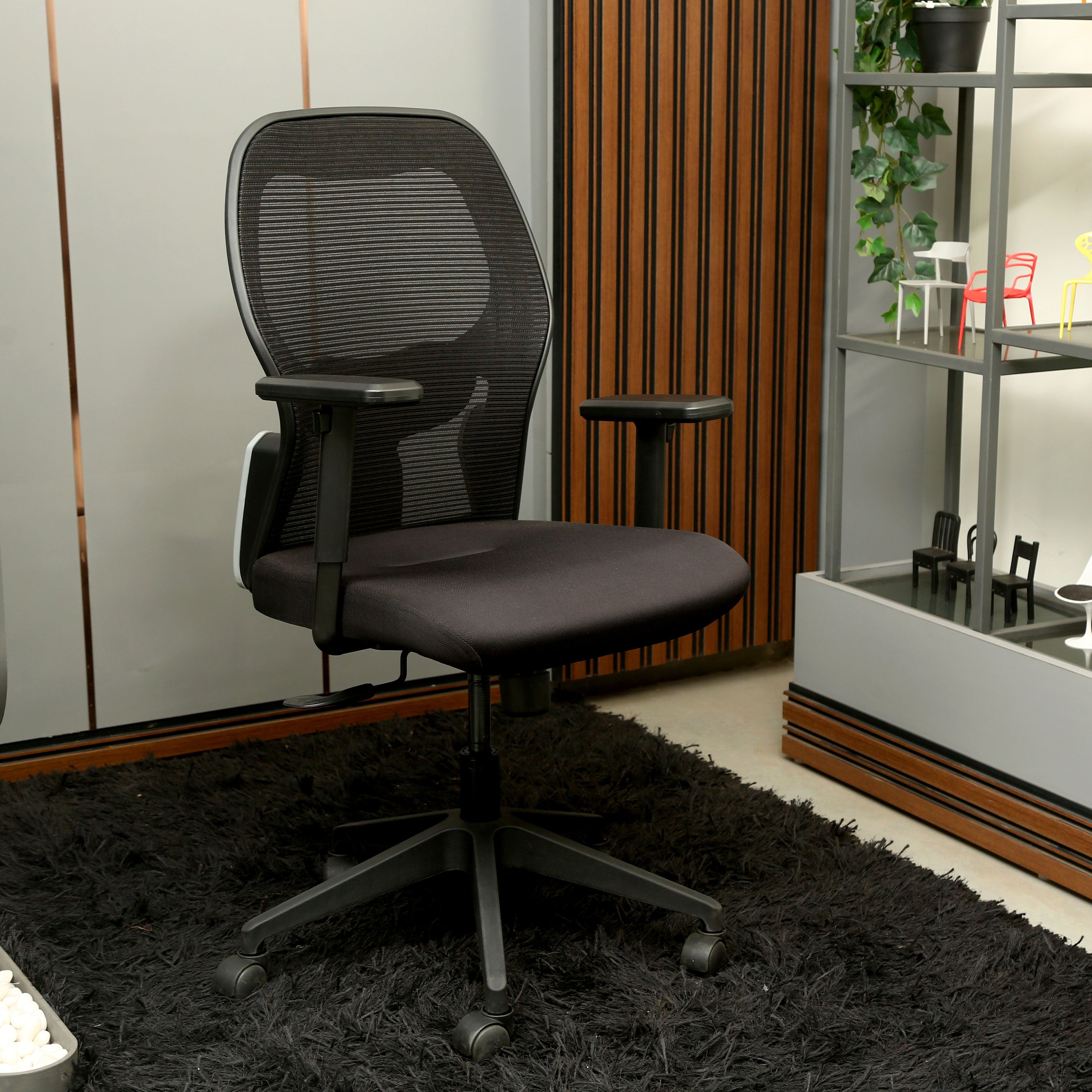 Kingston Armrest Office Workstation Chair with Nylon Base - Black
