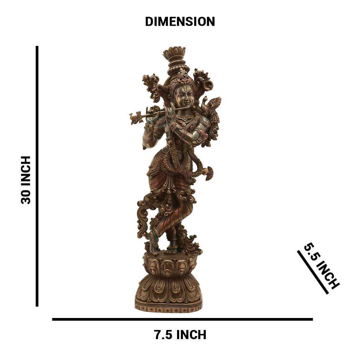 Lord Krishna Big Standing Statue -  7.5 x 5.5 x 30 Inch, 7.5 Kg