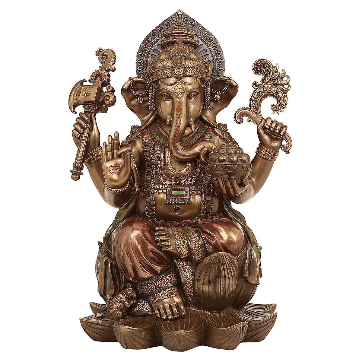 Lord Ganesha with Bowl of laddu Idol made of Bronze Composite, 13 x 10 x 18 Inch, 4.8 Kg