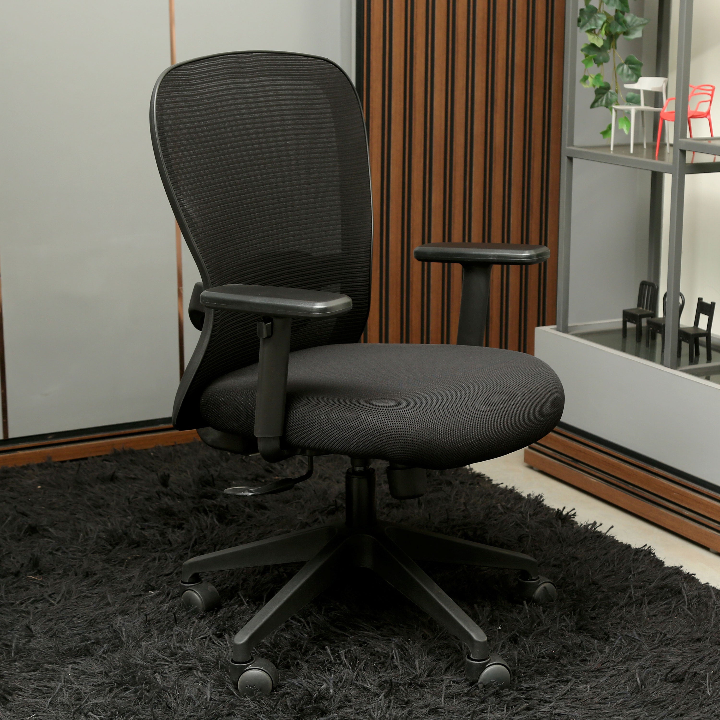 Adella Medium Back Workstation Cusion Office Chair - Black