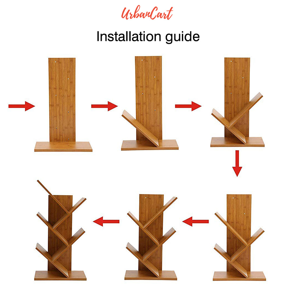 5 Tier Tree Bookshelf / Rack Organizer - Brown freeshipping - urbancart.in