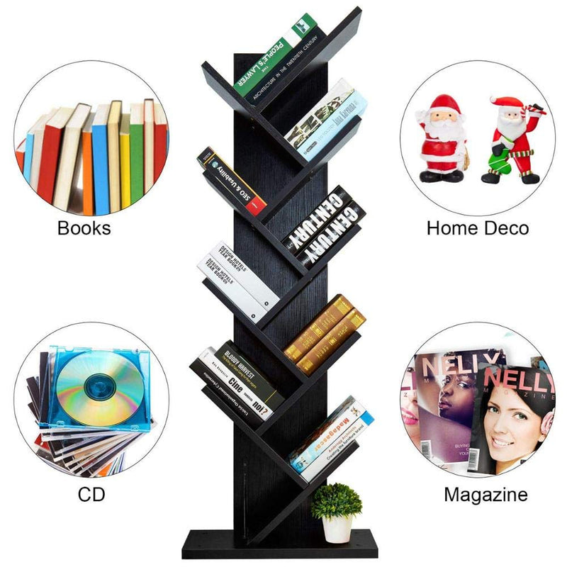 9 Tier Tree Bookshelf / Rack Organizer  - Black CABINET + BOOKSHELF urbancart.in