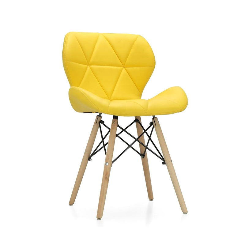 Diamond Leather Upholstered Dining Chair - Yellow Chair urbancart.in
