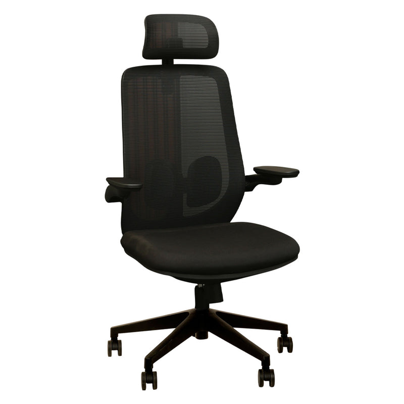 Madison High Back 2D Workstation Swivel Chair with Nylon Base - Black