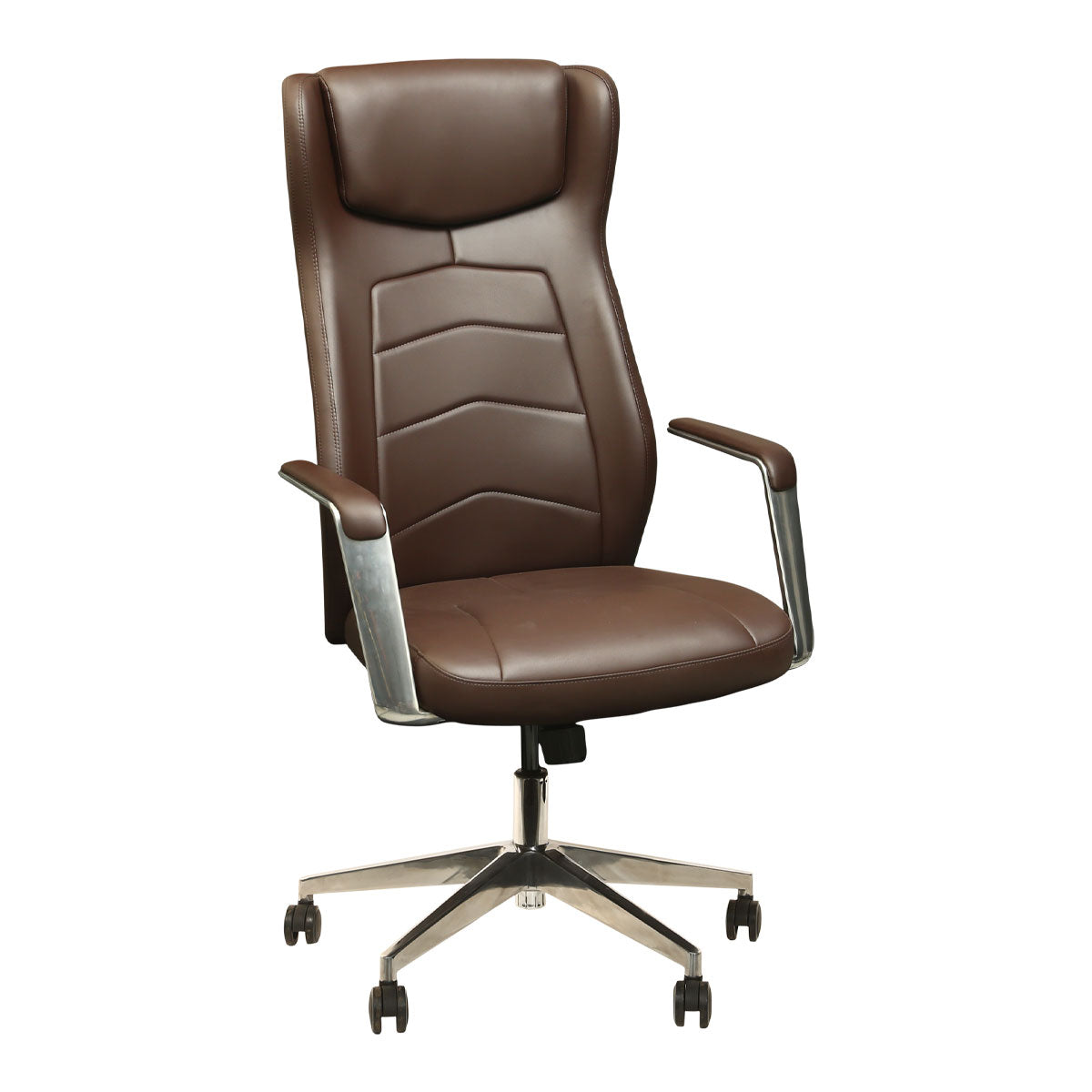 Phoenix Boss Leather Office Chair with Aluminium Base - Brown