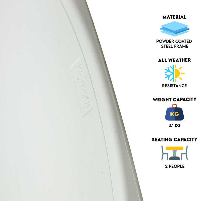 80cm*80cm Round Portable Folding HDPE Outdoor Picnic Garden Table - White