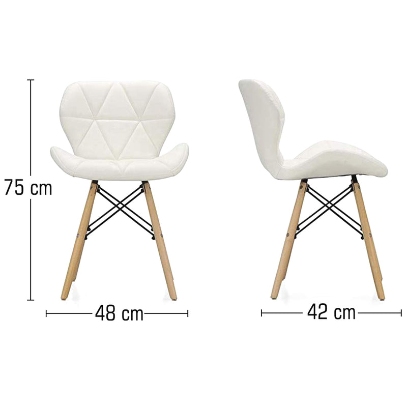 Diamond Leather Upholstered Dining Chair - White Chair urbancart.in