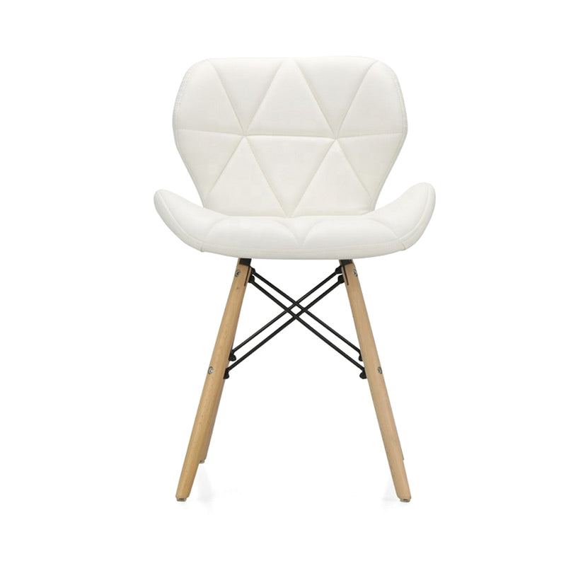 Diamond Leather Upholstered Dining Chair - White Chair urbancart.in