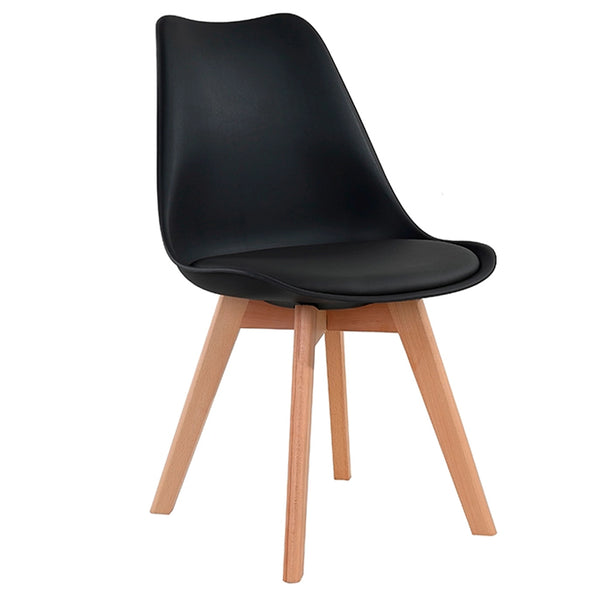 Classic Dining Chair With Cushioned Seat - Black Chair urbancart.in
