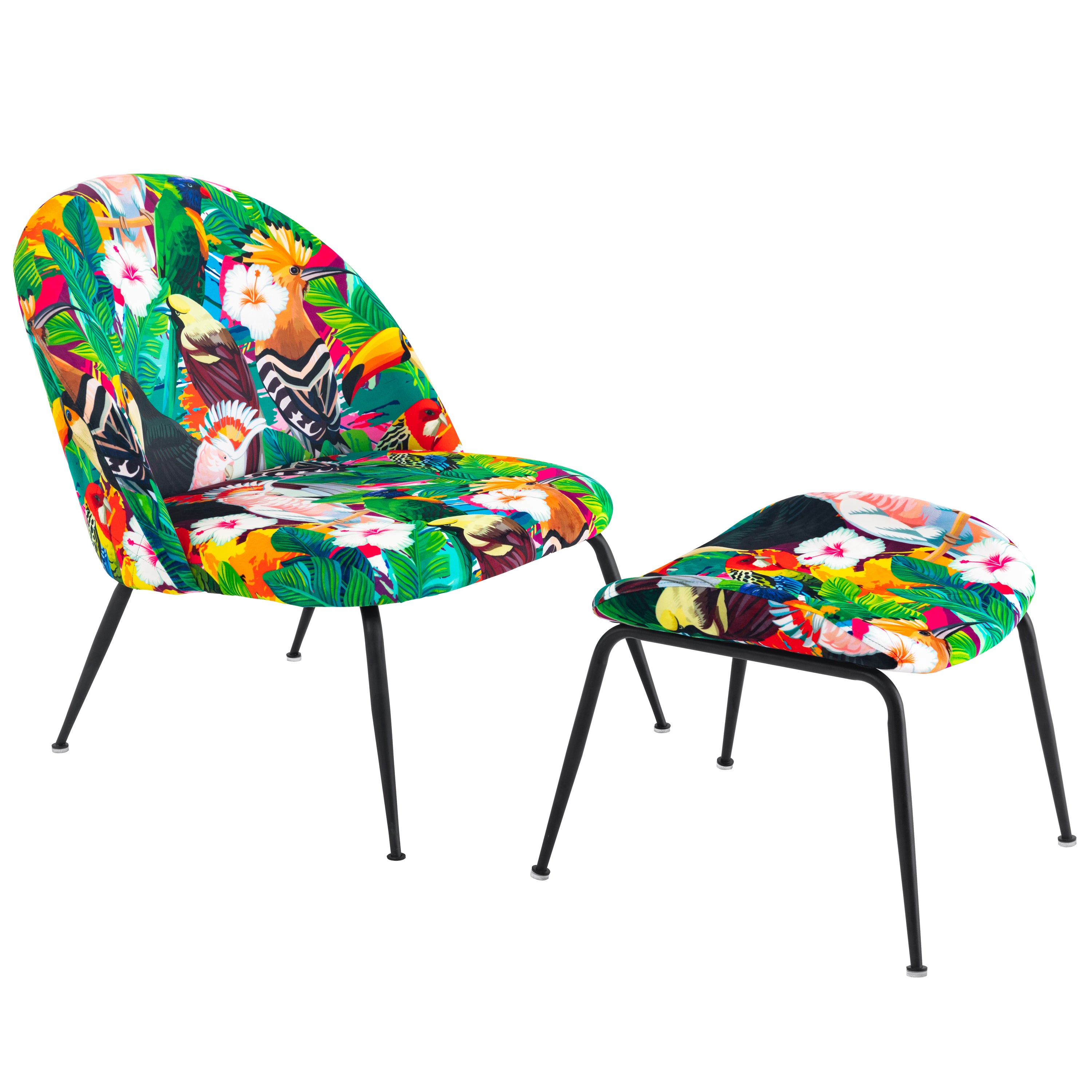 Modern Upholstered Lounge Chair with Foot Rest - Multicolor Chair urbancart.in