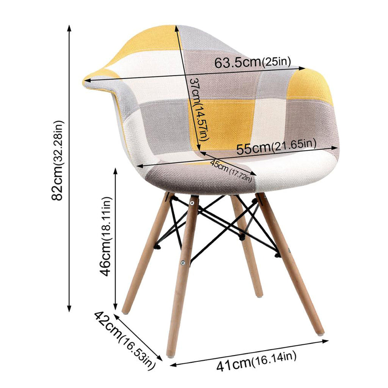 Armrest Patchwork Lounge Chair - Yellow Chair urbancart.in