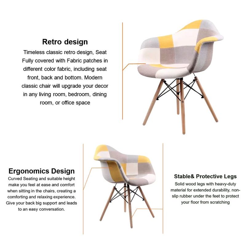 Armrest Patchwork Lounge Chair - Yellow Chair urbancart.in