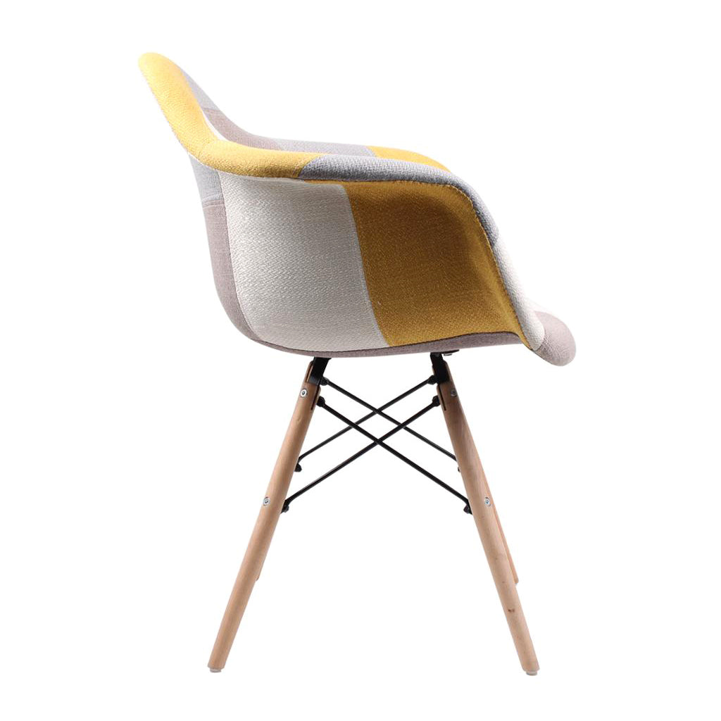Armrest Patchwork Lounge Chair - Yellow Chair urbancart.in