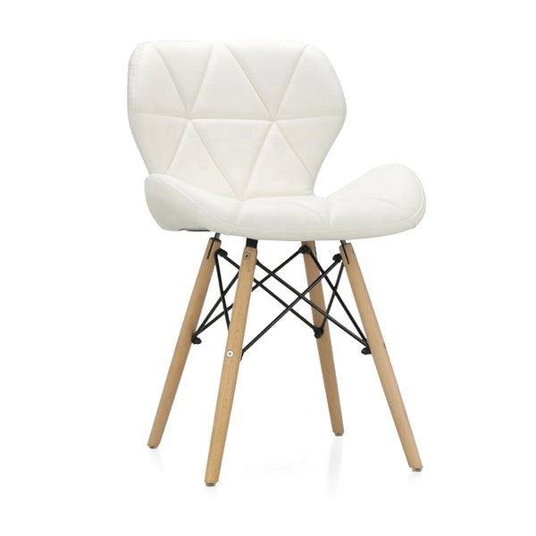 Diamond Leather Upholstered Dining Chair - White Chair urbancart.in