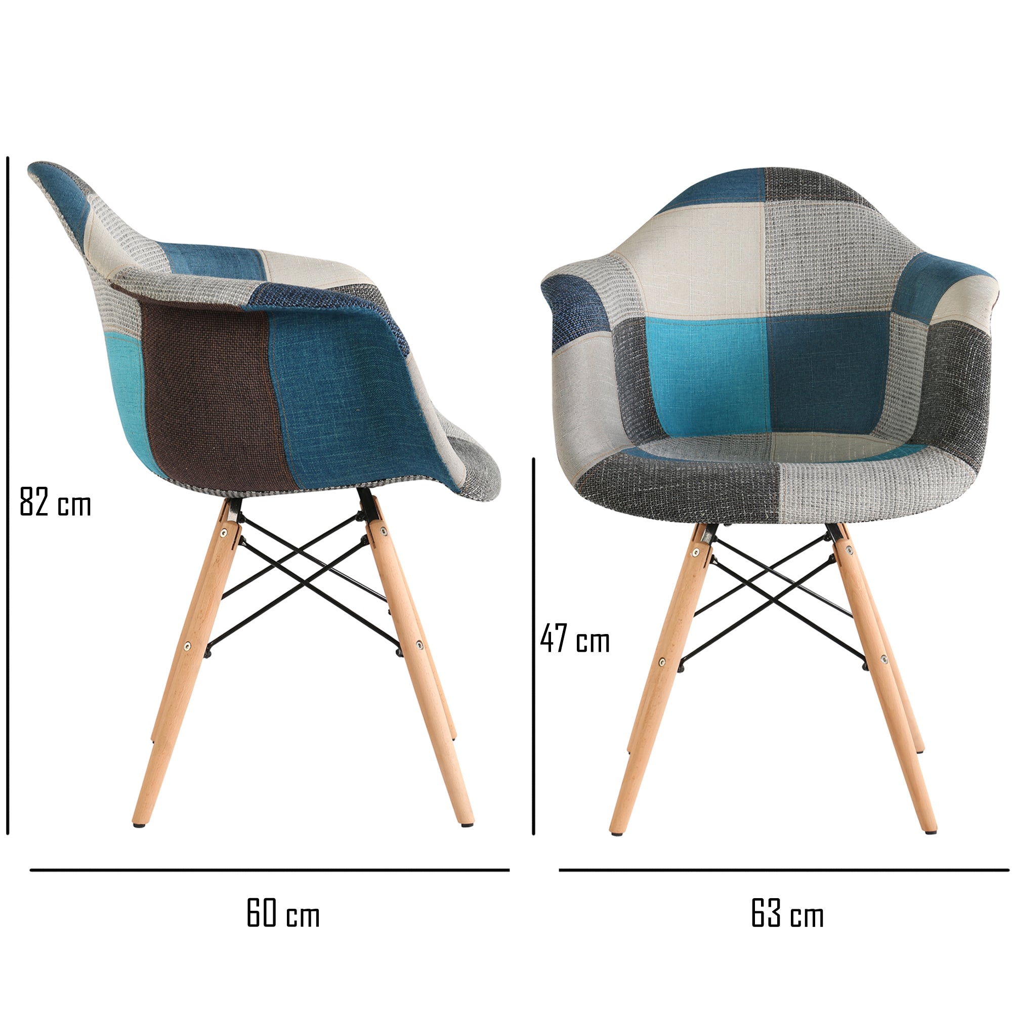 Armrest Patchwork Lounge Chair - Blue Chair urbancart.in