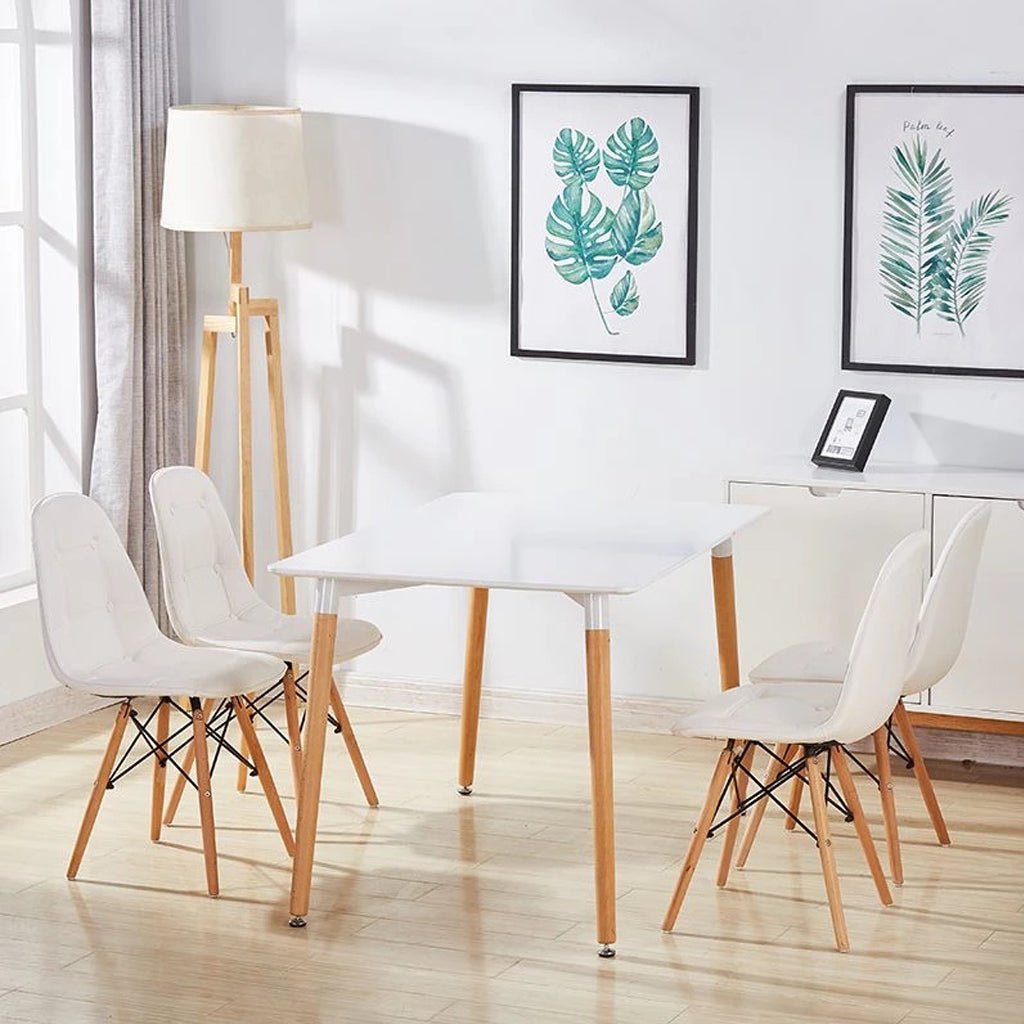 DSW Padded Backrest Dining Chair - White Chair urbancart.in