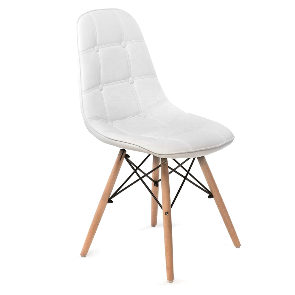 DSW Padded Backrest Dining Chair - White Chair urbancart.in