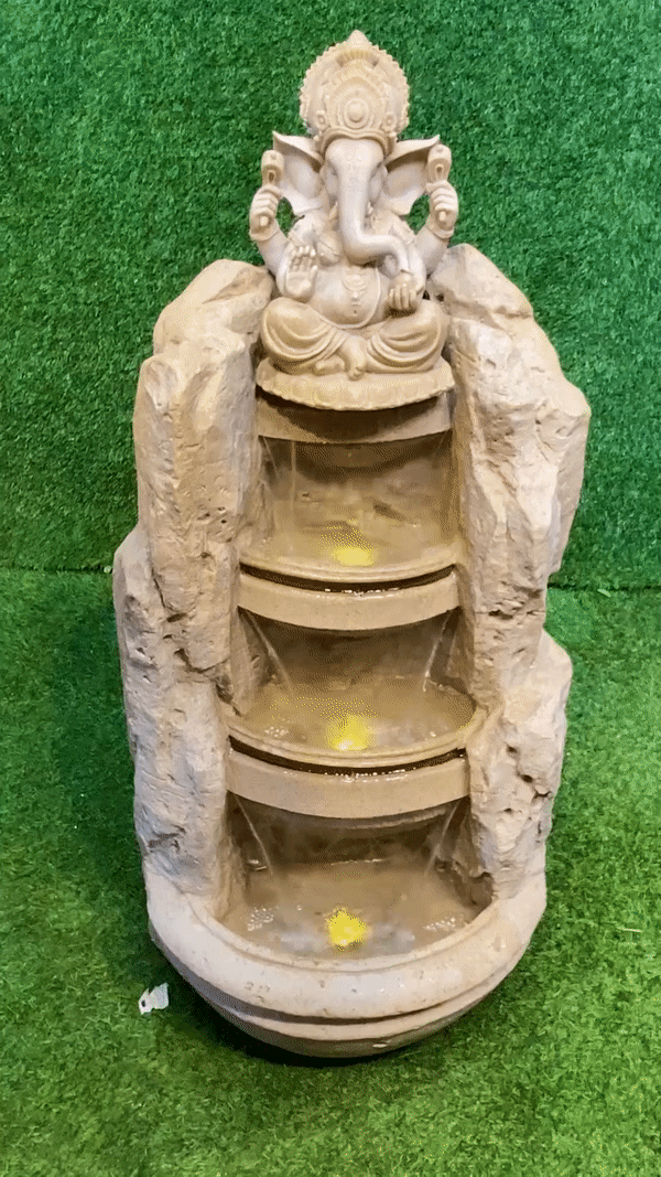 Ganesh with 3 Tier Waterfall Fountain